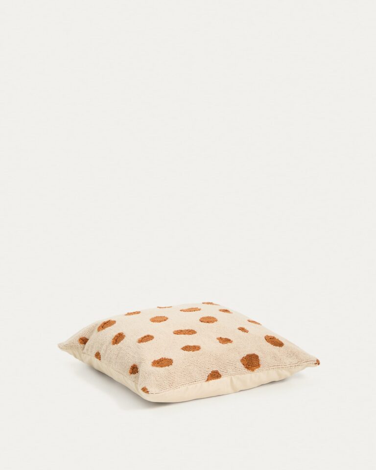 Funda de cojín de suelo Tandani de algodón beige con diseño de guepardo naranja 70 x 70 cm