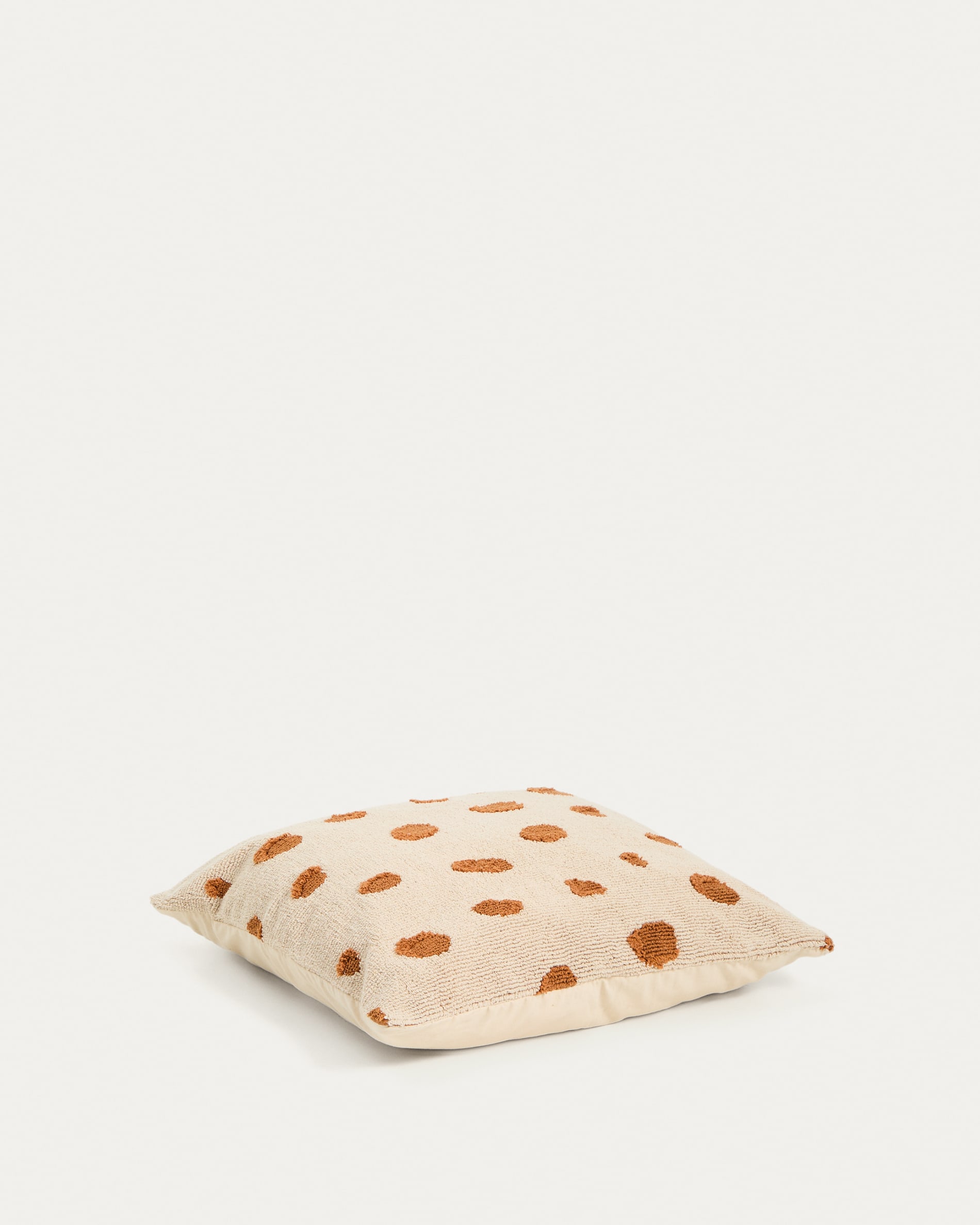 Funda de cojín de suelo Tandani de algodón beige con diseño de guepardo naranja 70 x 70 cm