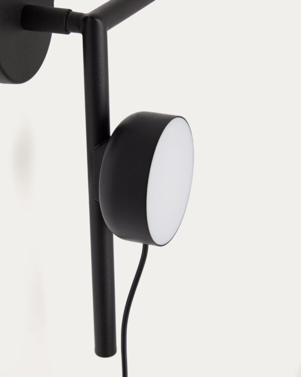 Aplique de pared Orey de metal negro con foco multiposición
