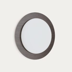 Plafón Novae de acero cepillado efecto madera oscuro y cristal glaseado Ø 40 cm