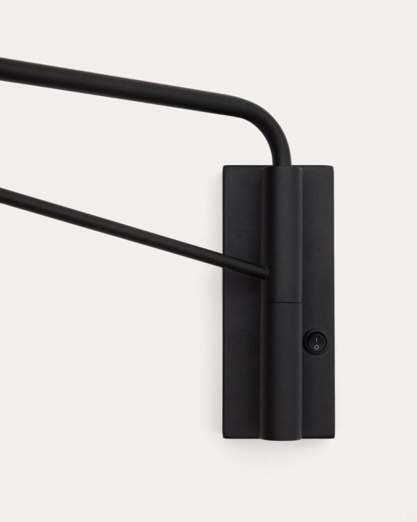 Aplique de pared Eilo de acero negro y bola de cristal glaseado
