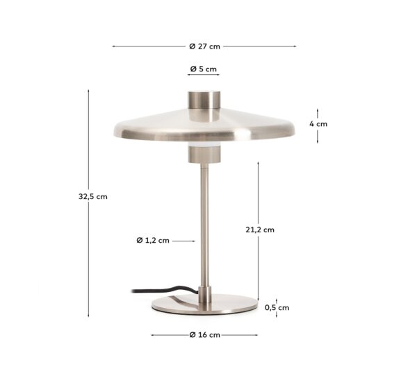 Lámpara de mesa Nuvira de acero cepillado gris claro