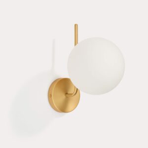 Aplique de pared Brisia de metal con acabado latón cepillado con brazos y 1 bola de crista