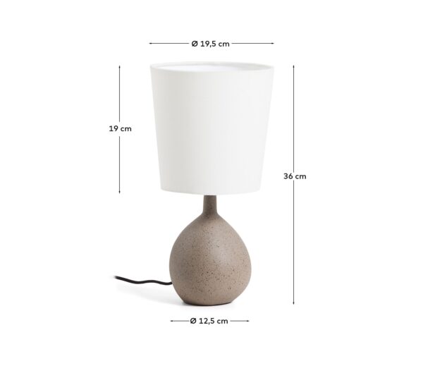 Lámpara de mesa pequeña Viona con efecto de piedra texturizado y pantalla de algodón