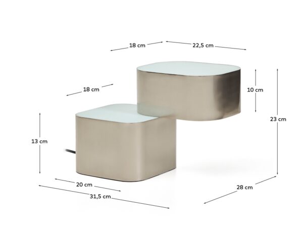 Lámpara de mesa Tandan de metal gris con acabado cepillado