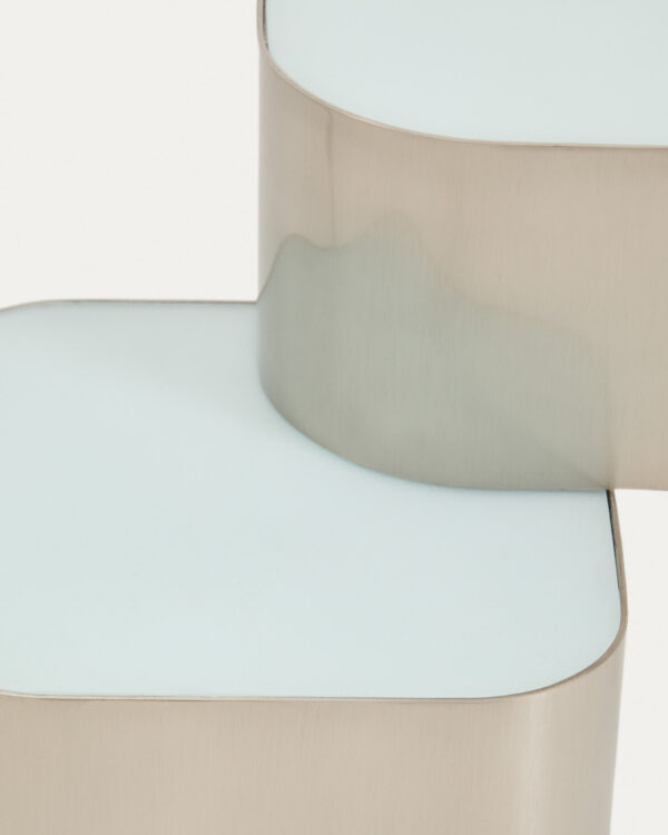 Lámpara de mesa Tandan de metal gris con acabado cepillado