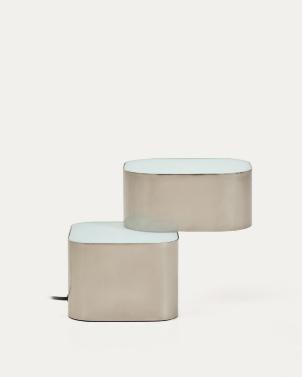 Lámpara de mesa Tandan de metal gris con acabado cepillado