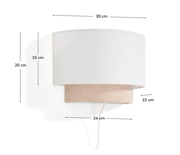 Aplique de pared Bianella de algodón y pana beige 30 cm