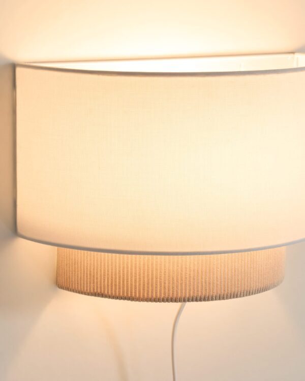 Aplique de pared Bianella de algodón y pana beige 30 cm