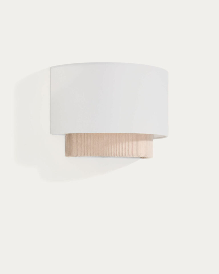 Aplique de pared Bianella de algodón y pana beige 30 cm