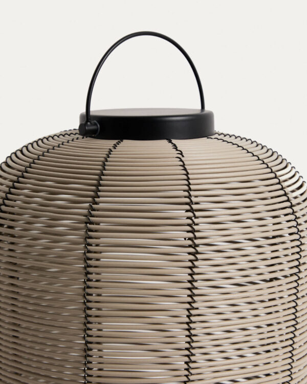 Lámpara de mesa pequeña portátil Saranella LED de ratán sintético gris claro