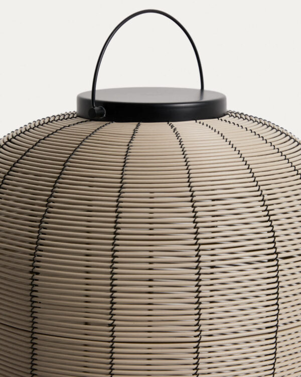 Lámpara de mesa portátil Saranella LED de ratán sintético gris claro