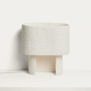 Lámpara de mesa Bedala de papel maché blanco