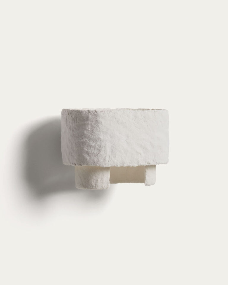Aplique de pared Bedala de papel maché blanco