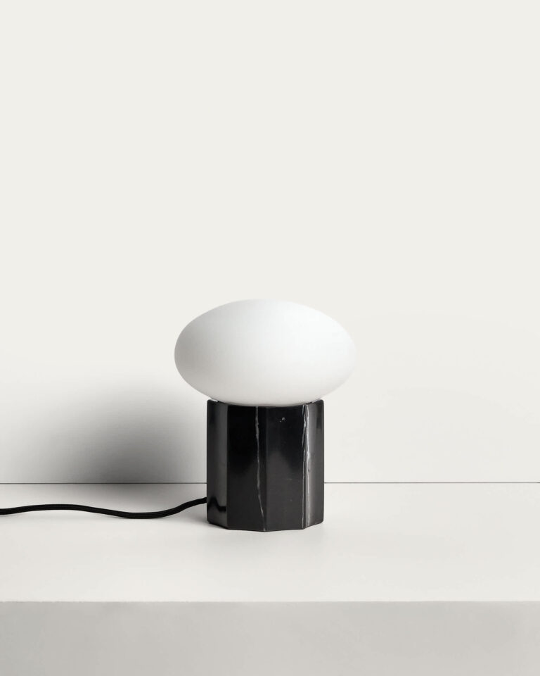 Lámpara de mesa Idela de cristal ahumado y mármol negro Ø15 cm