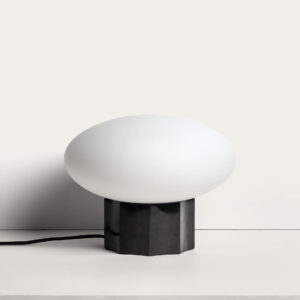 Lámpara de mesa Idela de cristal ahumado y mármol negro Ø26 cm