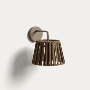 Aplique de pared para exterior Aldet de cuerda plana y metal beige