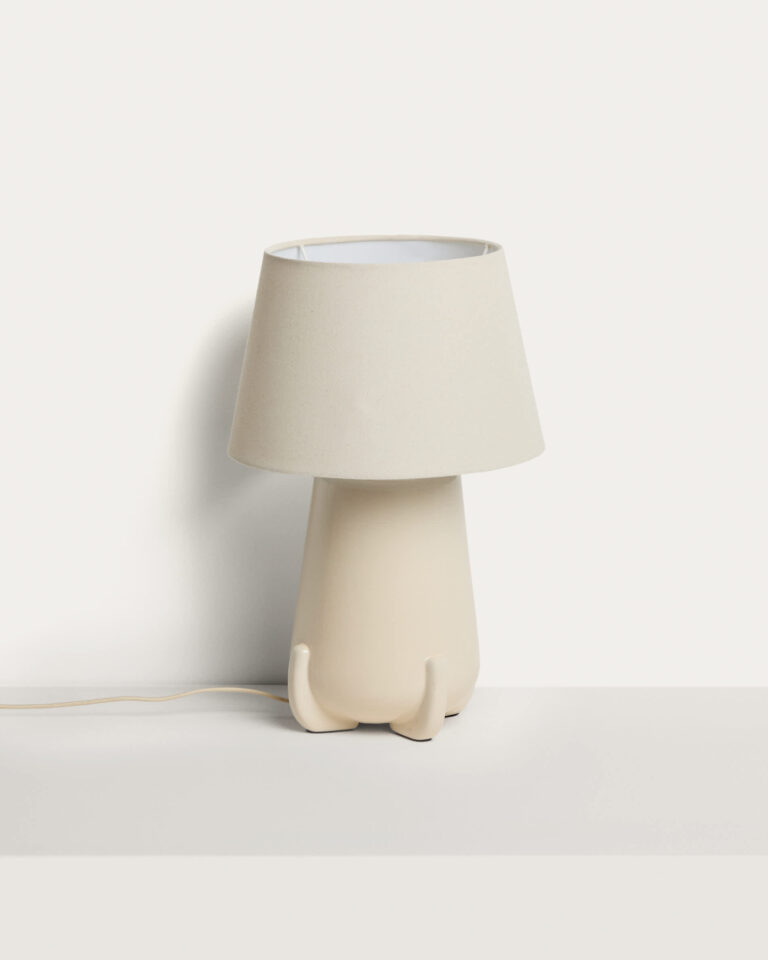 Lámpara de mesa Odra de cerámica crudo acabado brillante