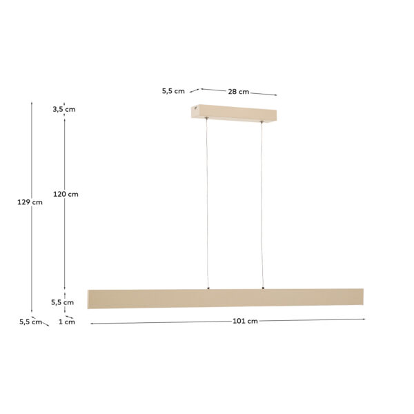 Lámpara de techo Boadella de aluminio con acabado pintado beige