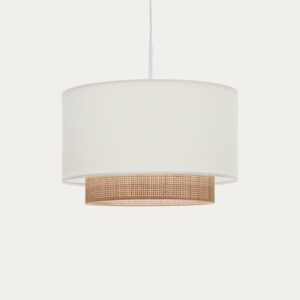 Pantalla para lámpara de techo Erna de bambú con acabado natural y blanco Ø 40 cm