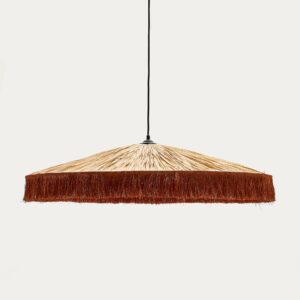 Lámpara de techo Pollensa de rafia natural y flecos terracota Ø 75 cm