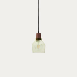 Lámpara de techo Silex de cristal verde y madera de nogal Ø 13 cm