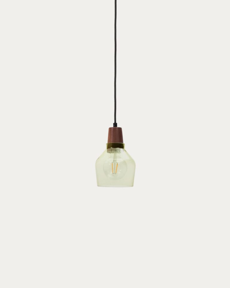 Lámpara de techo Silex de cristal verde y madera de nogal Ø 13 cm