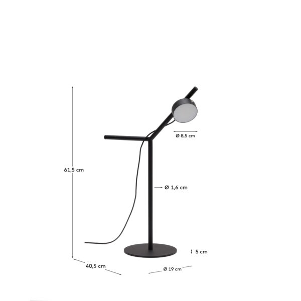 Lámpara de mesa Orey de metal negro con foco multiposición