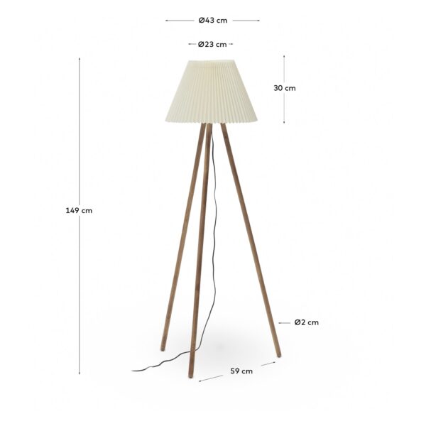 Lámpara de pie Benicarlo de madera de caucho con acabado natural y beige