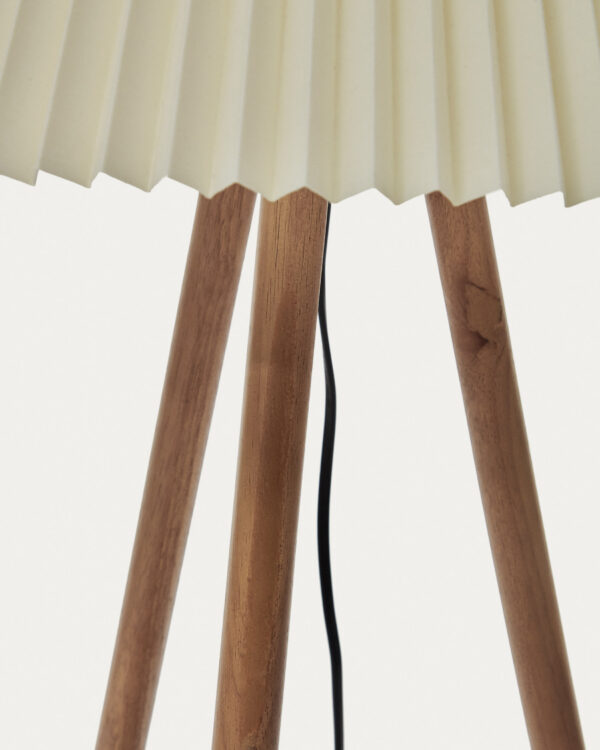 Lámpara de pie Benicarlo de madera de caucho con acabado natural y beige