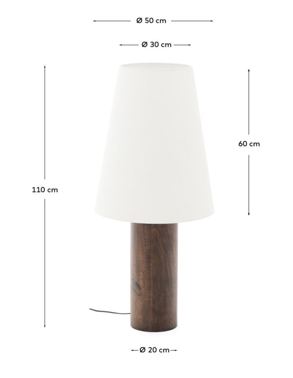 Lámpara de pie Marga de madera maciza de caucho con acabado oscuro