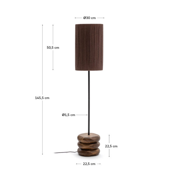 Lámpara de pie Kor de madera de acacia con acabado oscuro y yute