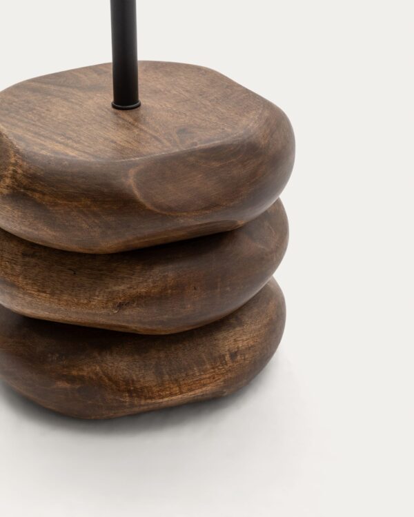Lámpara de pie Kor de madera de acacia con acabado oscuro y yute
