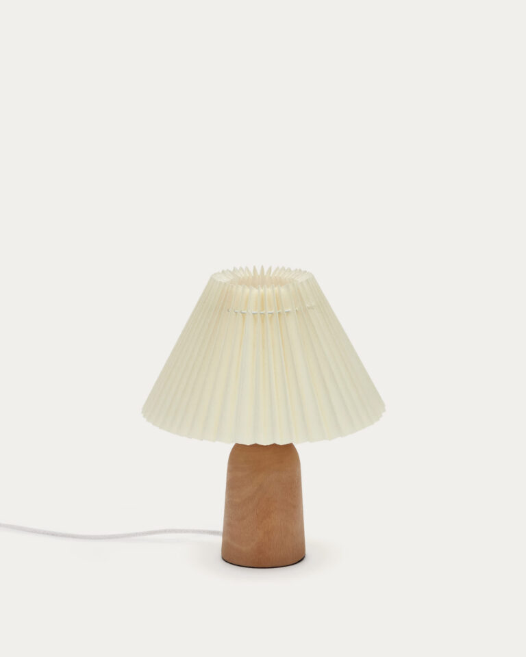 Lámpara de mesa Benicarlo de madera con acabado natural y beige