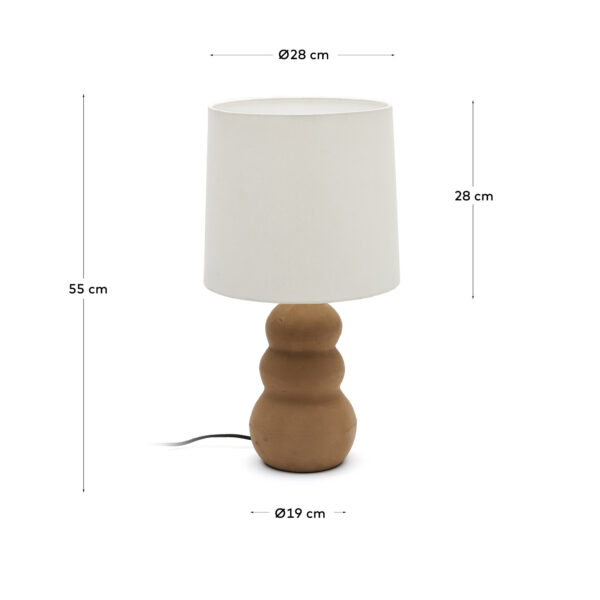 Lámpara de mesa Madsen de terracota y pantalla blanca