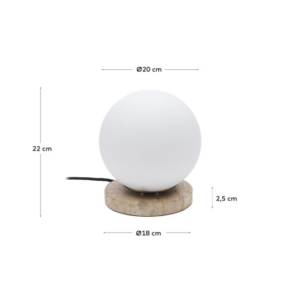 Lámpara de mesa Malachi de cristal glaseado y piedra de travertino
