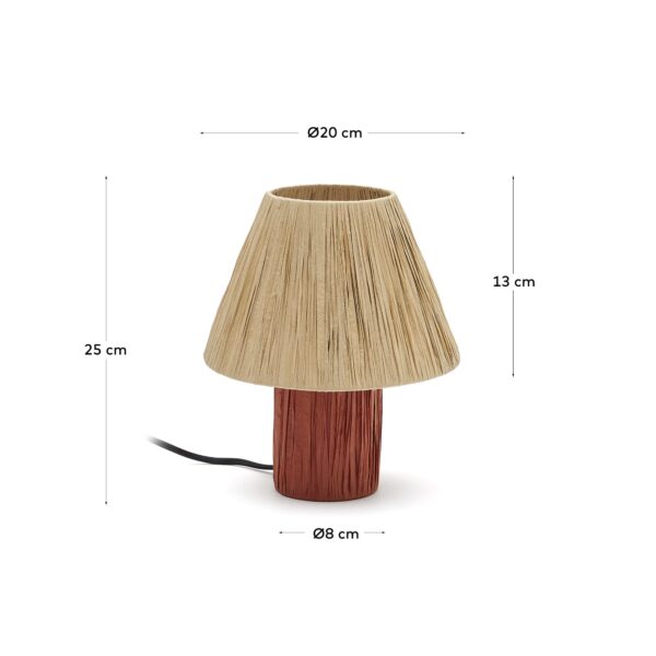 Lámpara de mesa Pulmi de rafia natural y terracota