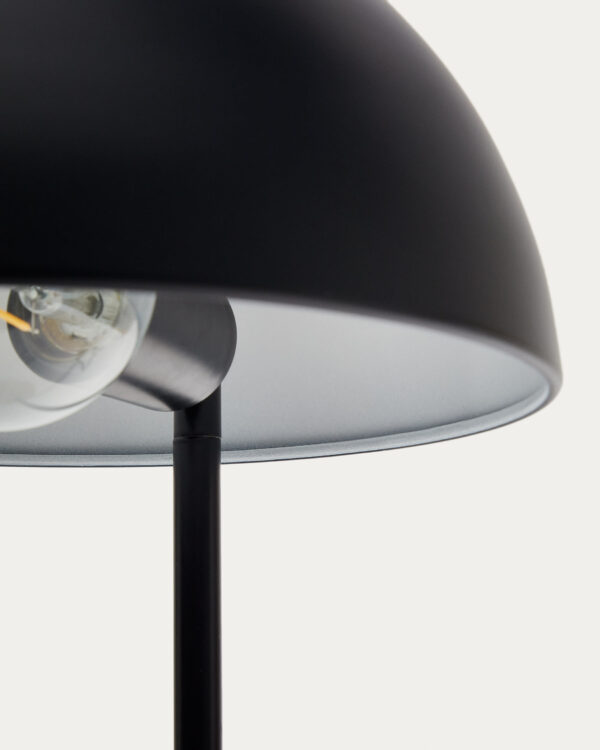Lámpara de mesa Catlar de madera de fresno y metal con acabado pintado negro