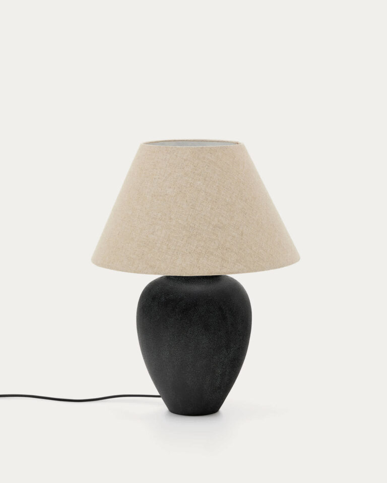 Lámpara de mesa Mercadal de cerámica con acabado negro
