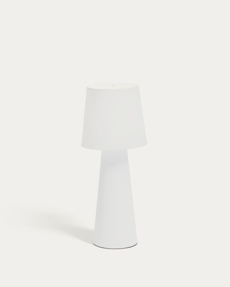 Lámpara de mesa grande de exterior Arenys de metal con acabado pintado blanco