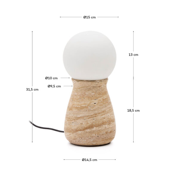 Lámpara de mesa Okeni de travertino y cristal