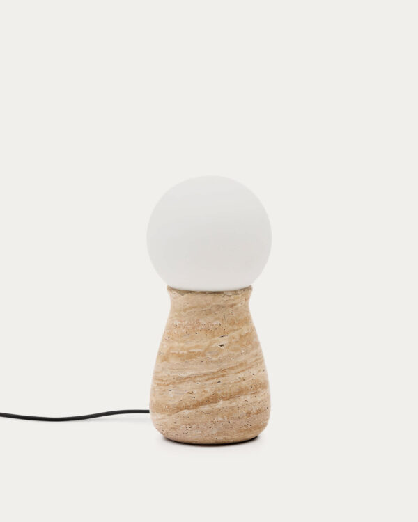Lámpara de mesa Okeni de travertino y cristal