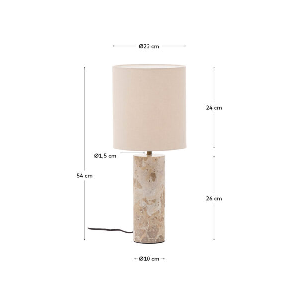 Lámpara de mesa Raze de mármol beige y pantalla de lino beige