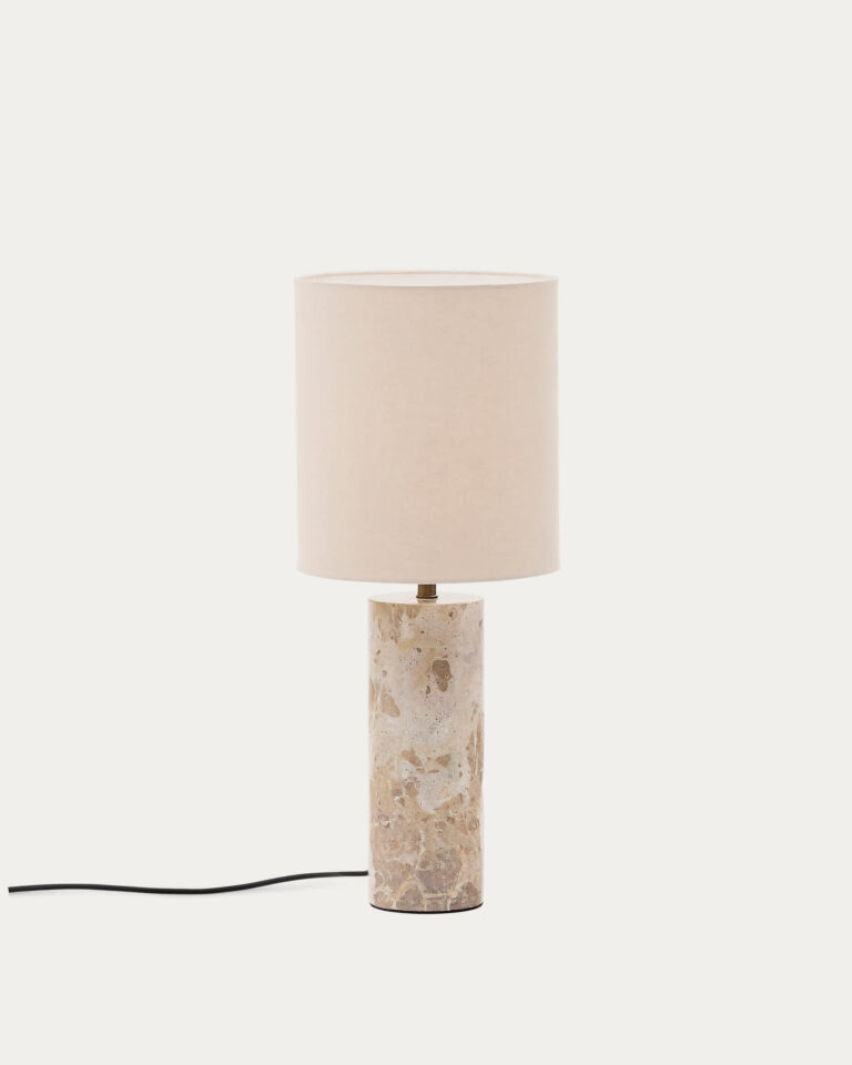 Lámpara de mesa Raze de mármol beige y pantalla de lino beige
