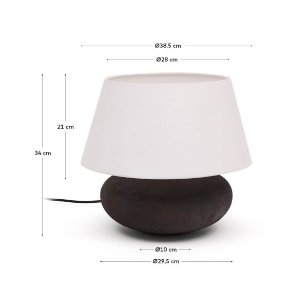 Lámpara de mesa Nessi de metal con acabado efecto terracota negro