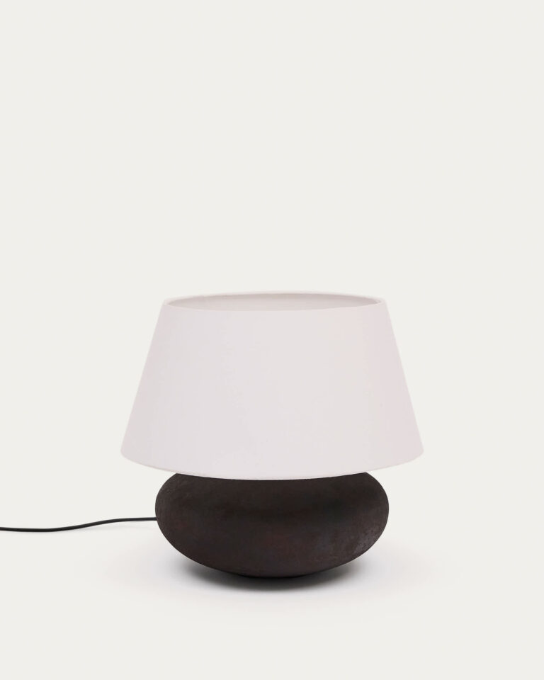 Lámpara de mesa Nessi de metal con acabado efecto terracota negro