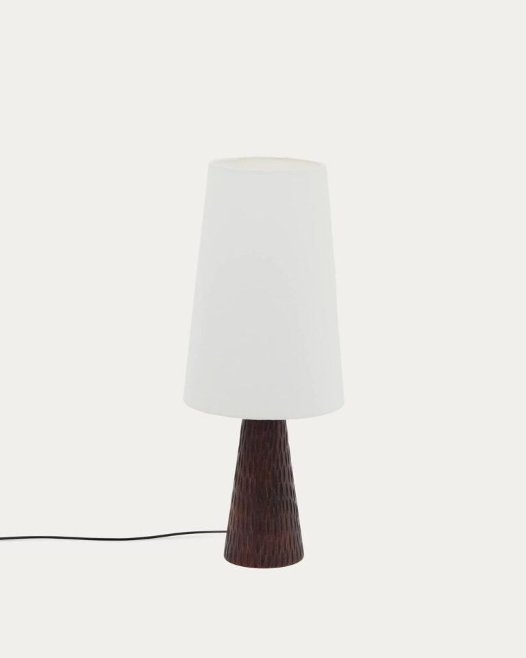 Lámpara de mesa Amire de madera con acabado oscuro