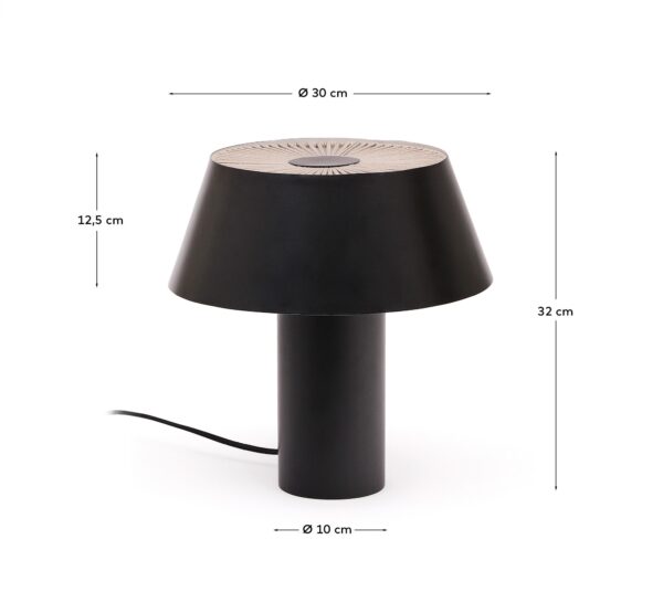 Lámpara de mesa Ancare de metal negro y cuerda beige