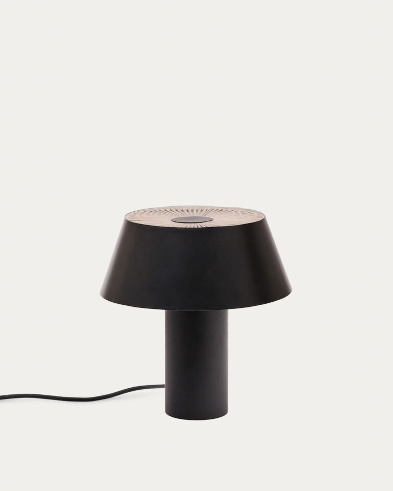 Lámpara de mesa Ancare de metal negro y cuerda beige