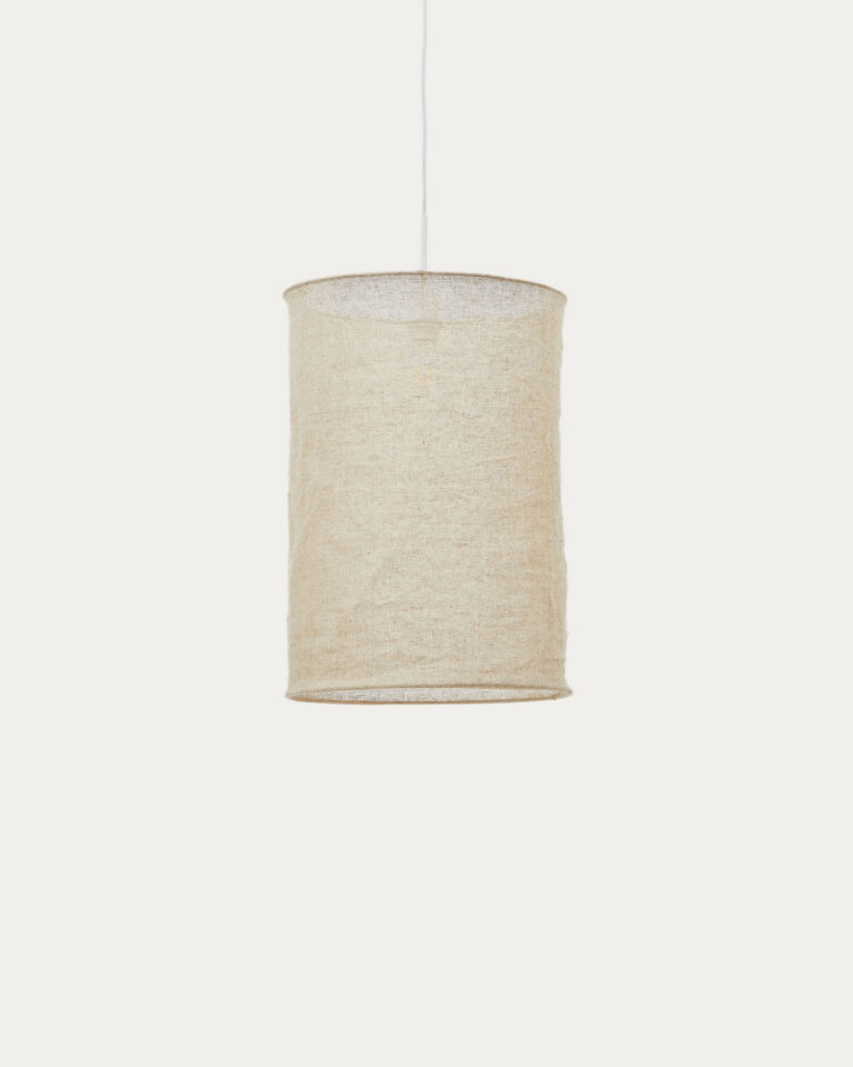 Pantalla para lámpara de techo Mariela de lino con acabado beige Ø 40 x 60 cm